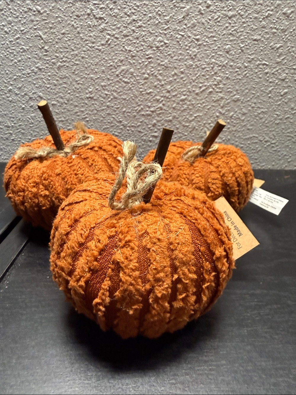 Orange chenille Pumpkin Decorative Set of 3